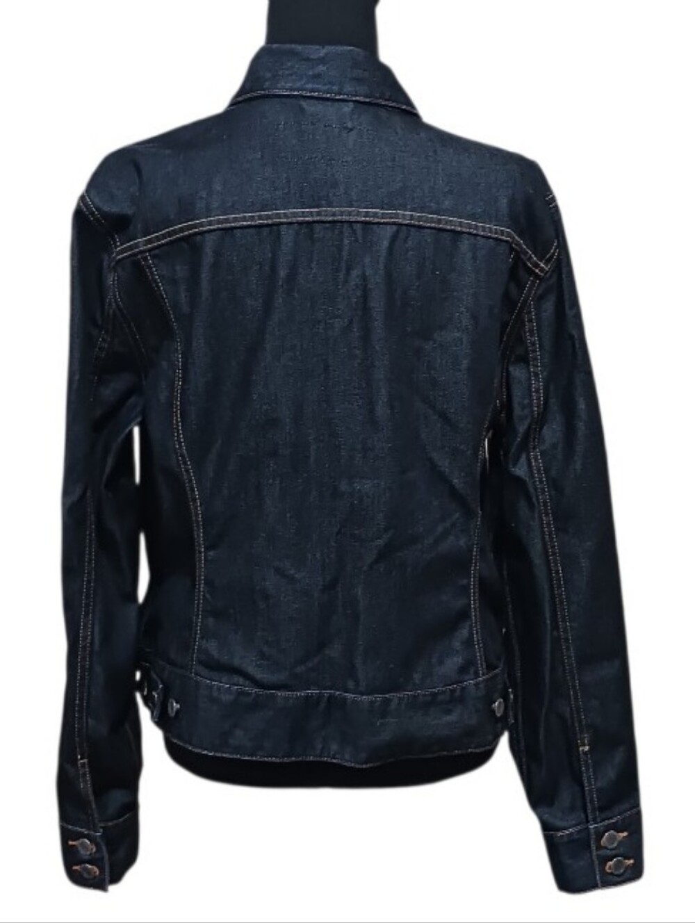 Lucky Brand Y2K Adelaide Denim Trucker Jacket Yin Yang Dark Resin Wash - Picture 3 of 10